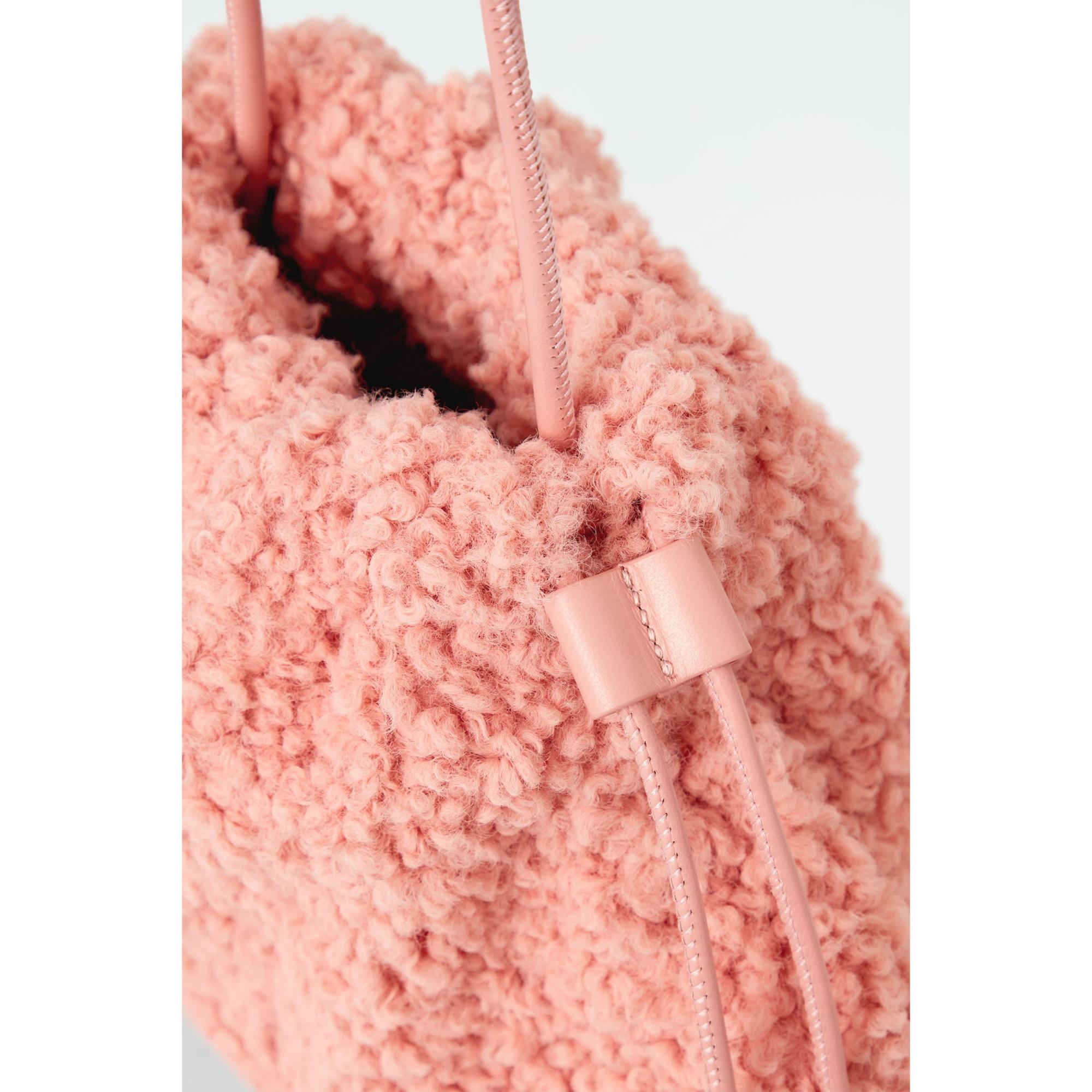 Women Cavatelli Mini Clutch - Faux Shearling - Pink