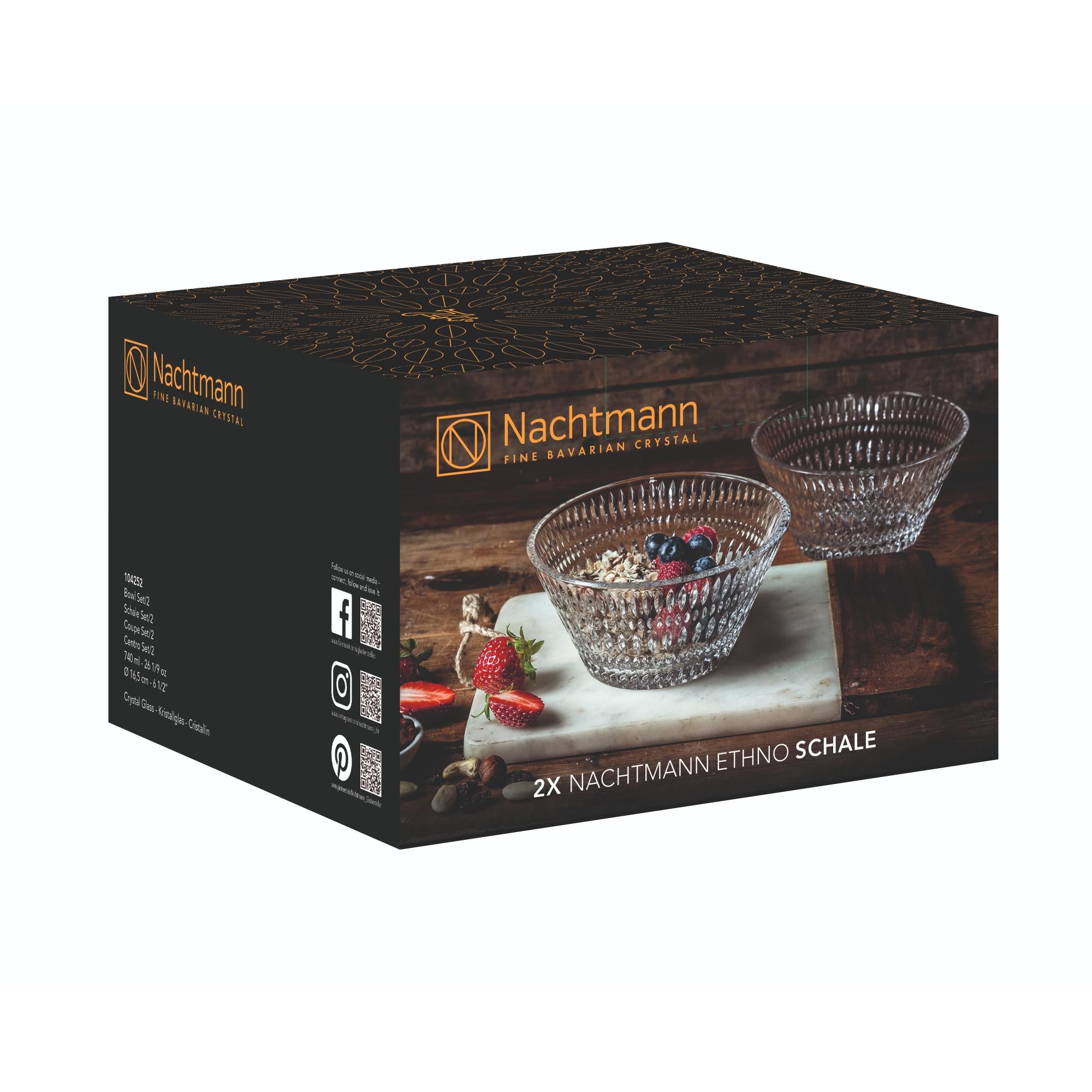 Nachtmann 2pc Lead Free Crystal Bowl Set - 740ml