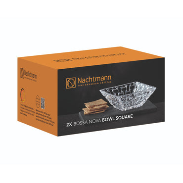 Nachtmann 2pc Lead Free Crystal Square Bowl Set - 12cm