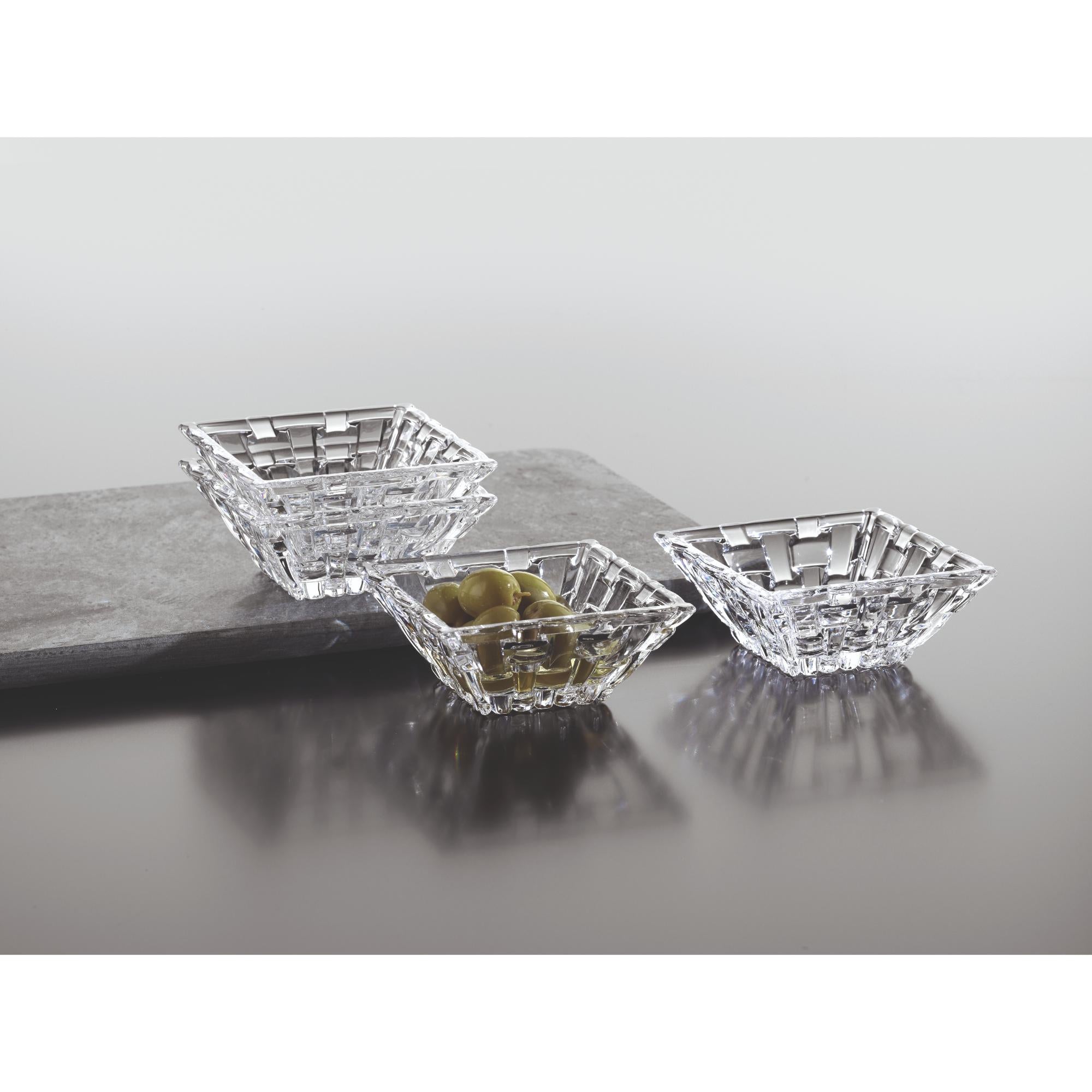 Nachtmann 4pc Lead Free Crystal Square Dip Bowl Set - 8.5cm