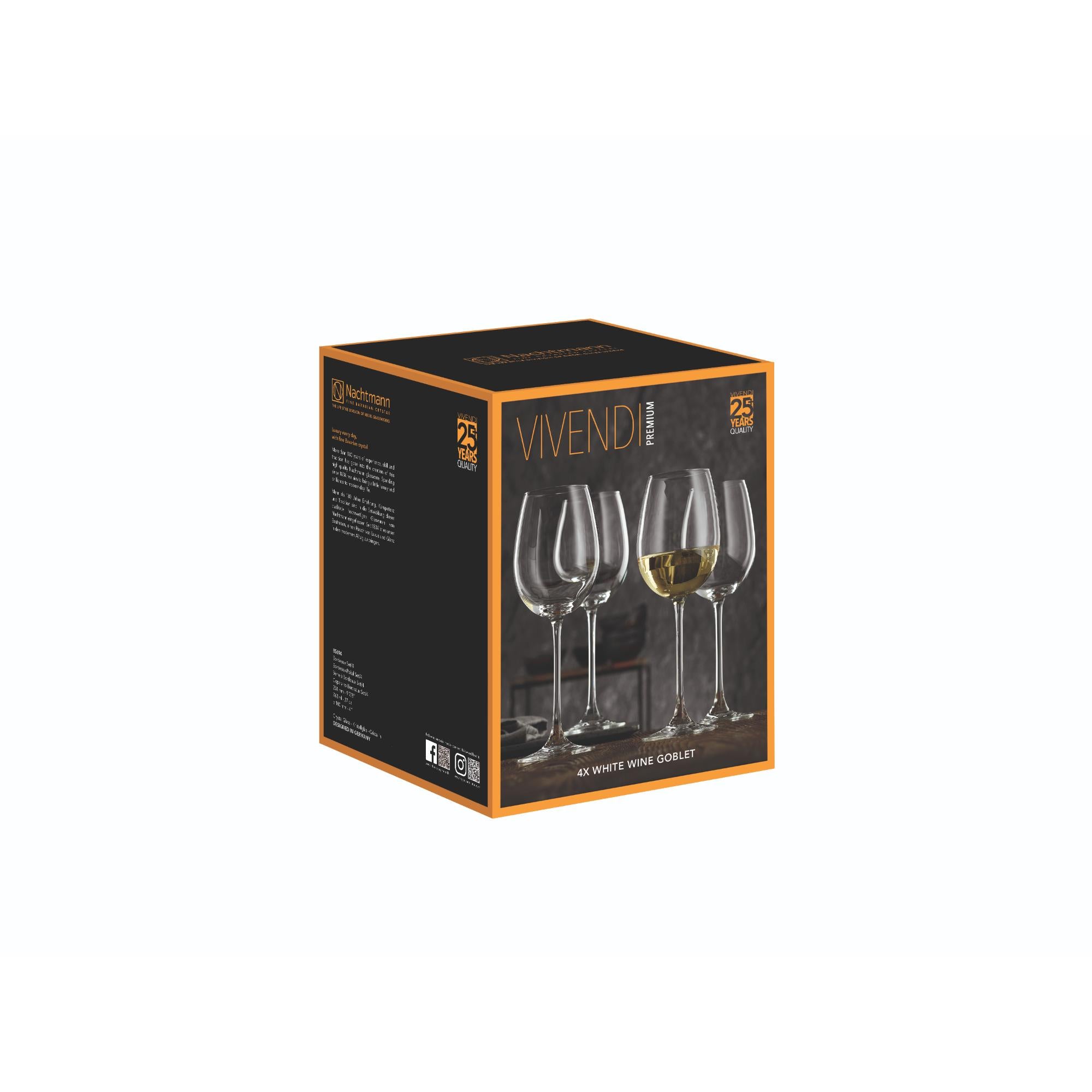 Nachtmann 4pc Lead Free Crystal White Wine Stemglass Set - 387ml