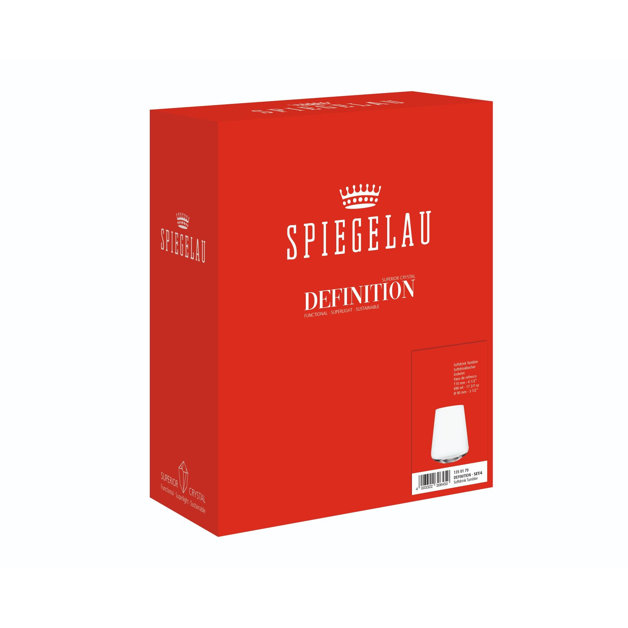 Spiegelau 4pc Water Tumbler Set - 490ml