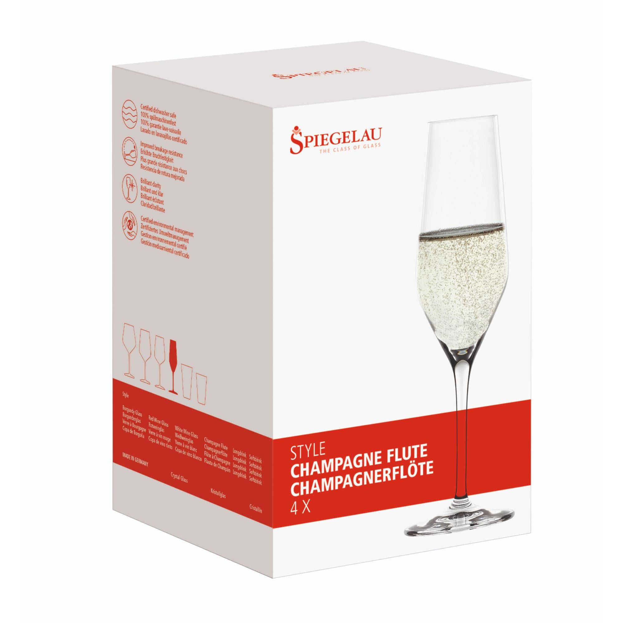 Spiegelau 4pc Champagne Flute Set - 240ml