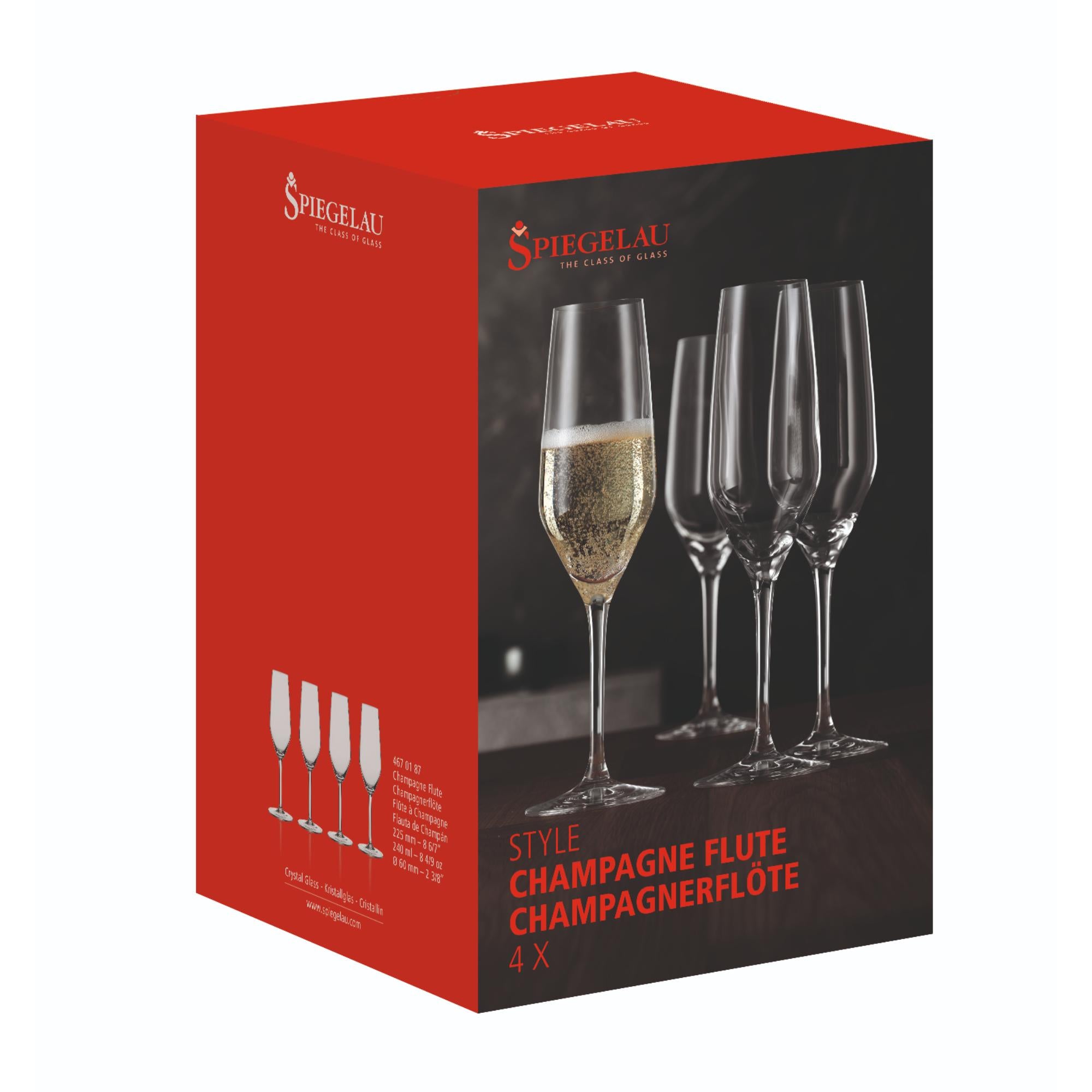 Spiegelau 4pc Champagne Flute Set - 240ml