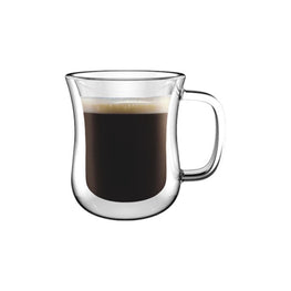 2pcs Borosilicate Glass Double Wall Cup with Handle - 100ml