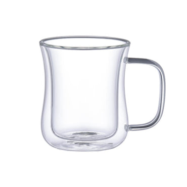 2pcs Borosilicate Glass Double Wall Cup with Handle - 350ml