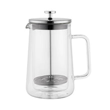 Borosilicate Double Wall Glass Coffee & Tea Plunger with Glass Handle - 1L