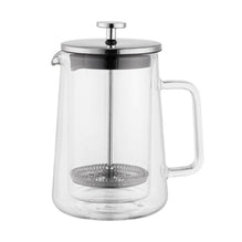 Borosilicate Double Wall Glass Coffee & Tea Plunger with Glass Handle - 600ml