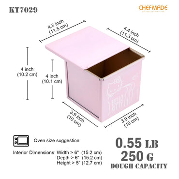 Non-Stick Square Cake Loaf Pan with Cover - Pink