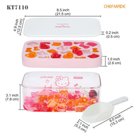 Ice Cube Tray with Lid and Bin - Pink/Clear