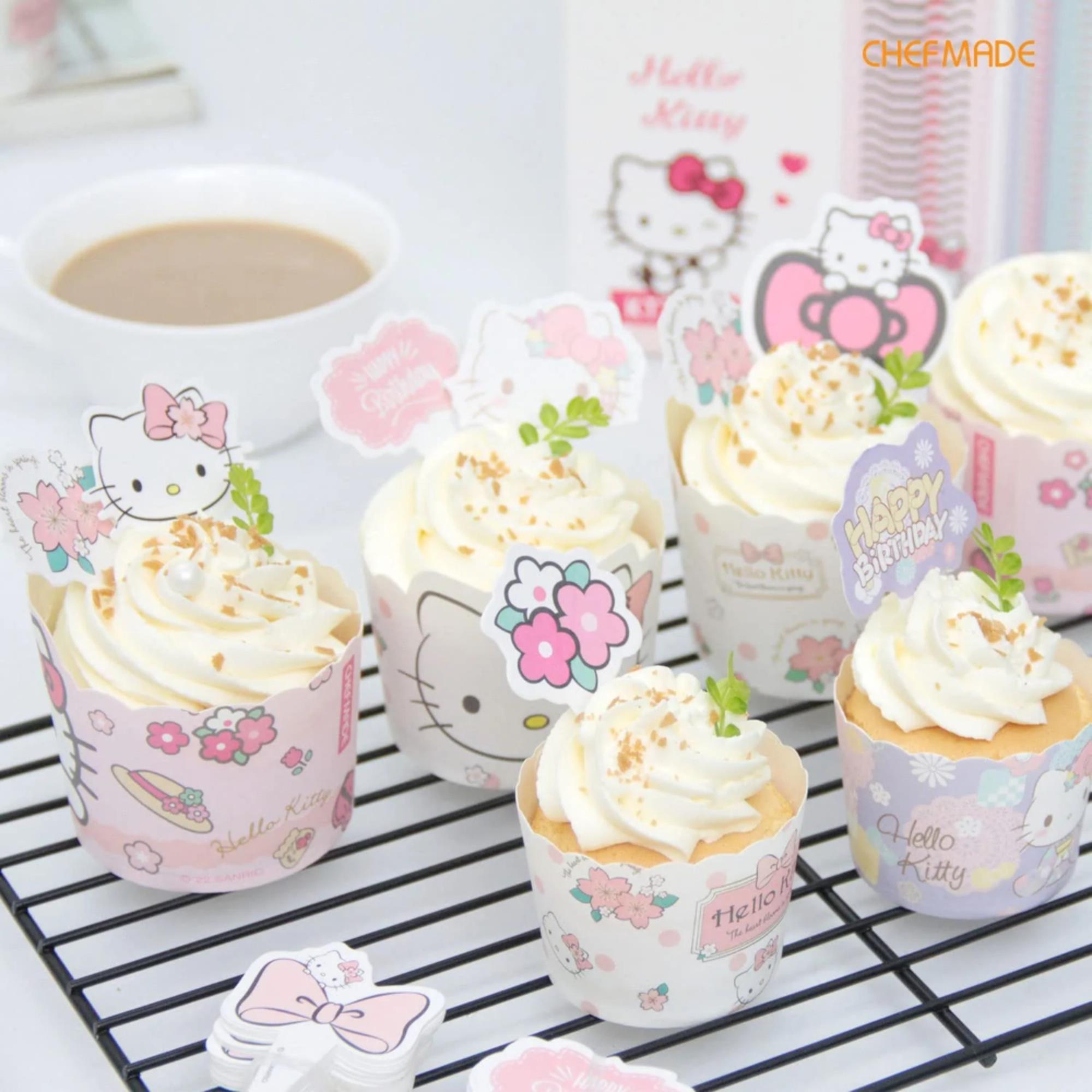 200pcs Paper Baking Cups Set Tags - Pink