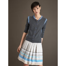 Women Lattice Stripe Pleat Skirt - Grey