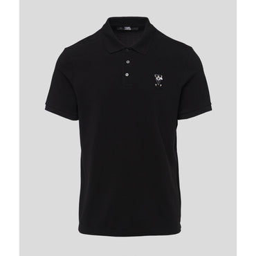Kocktail Patch Polo Top - Black