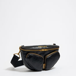 Small Leather Pocket Bumbag - Black