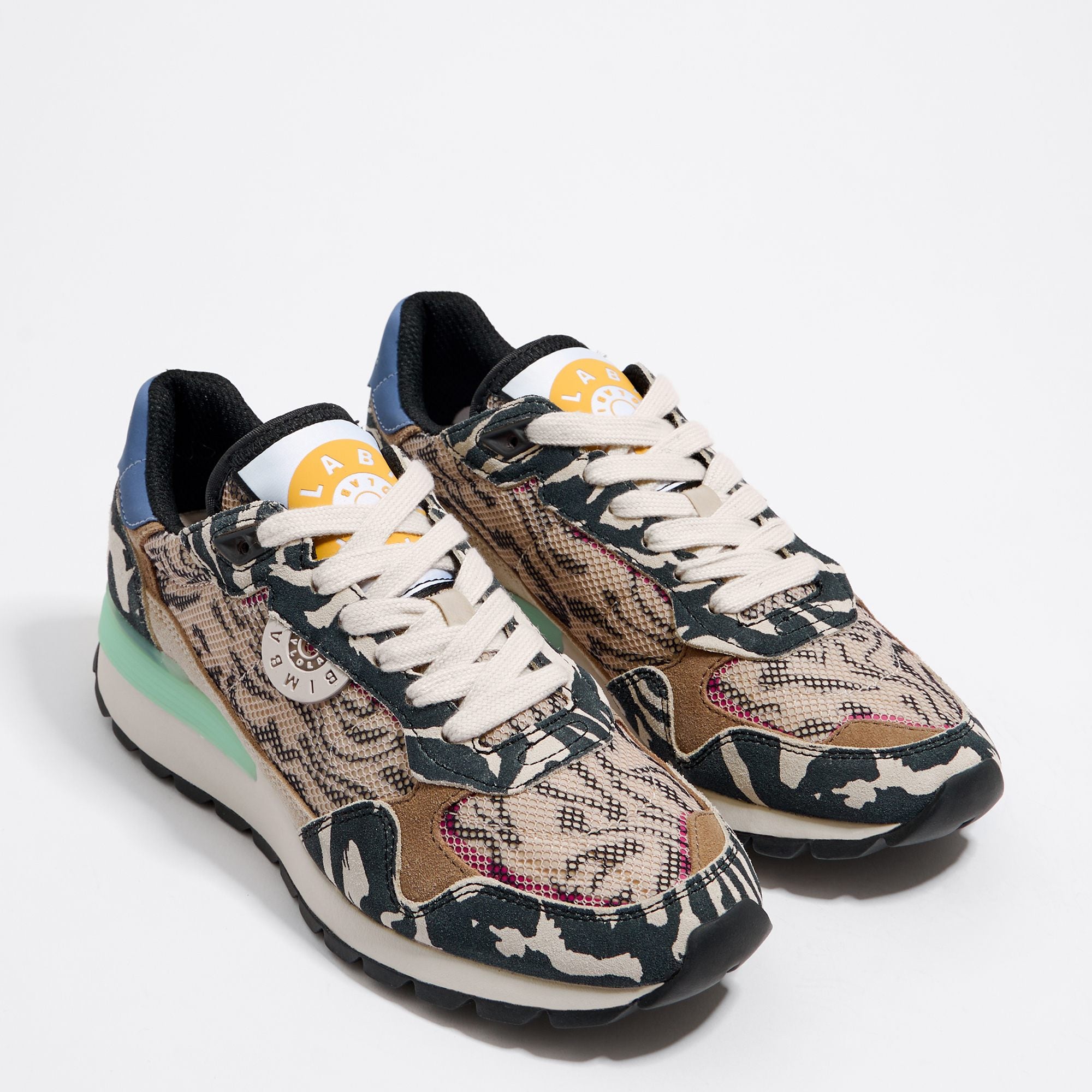 Tiger Print Chimo Jogger Sneaker - Black/Beige