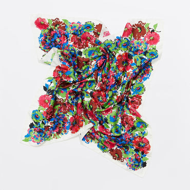 Felt-Tip Floral Scarf - White