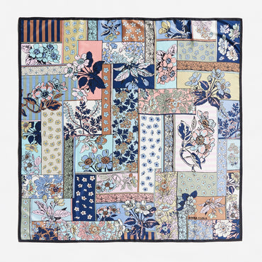 Floral Patchwork Scarf - Blue