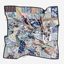 Floral Patchwork Scarf - Blue