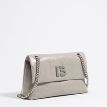 Medium Leather Flap Bag - Greenish Gray