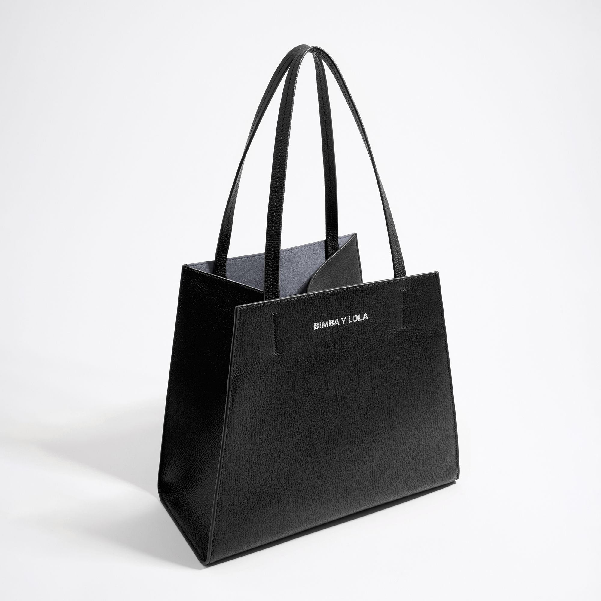 Large Leather Shopper Bag - Black