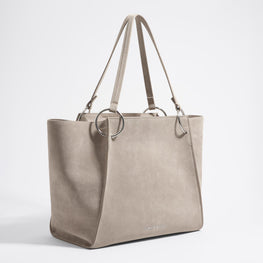 Large Leather Shopper Bag - Stone