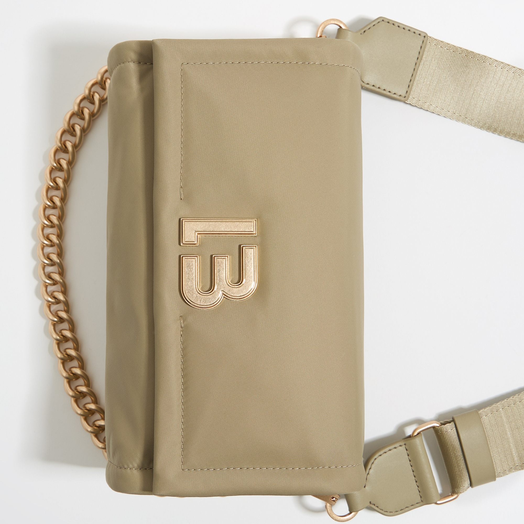 Medium Nylon Flap Bag - Light Khaki