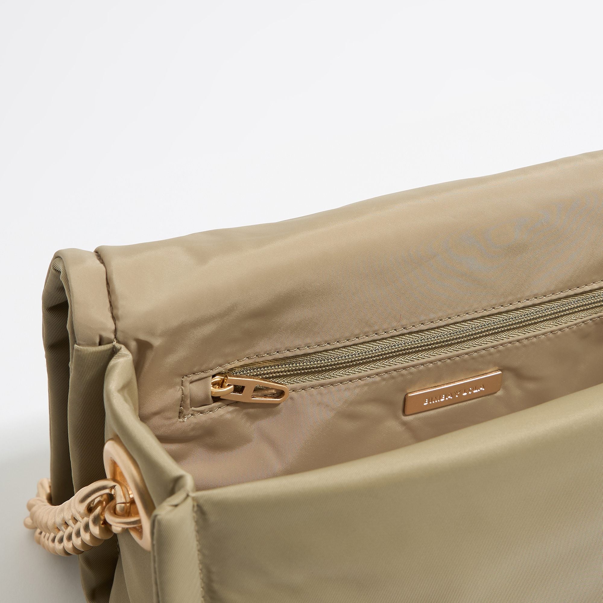 Medium Nylon Flap Bag - Light Khaki