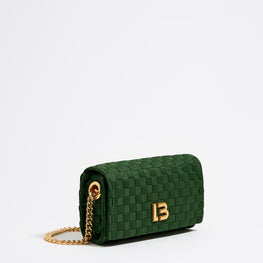 Mini Plaited Nylon Flap Bag - Verde