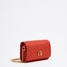 Mini Plaited Nylon Flap Bag - Coral