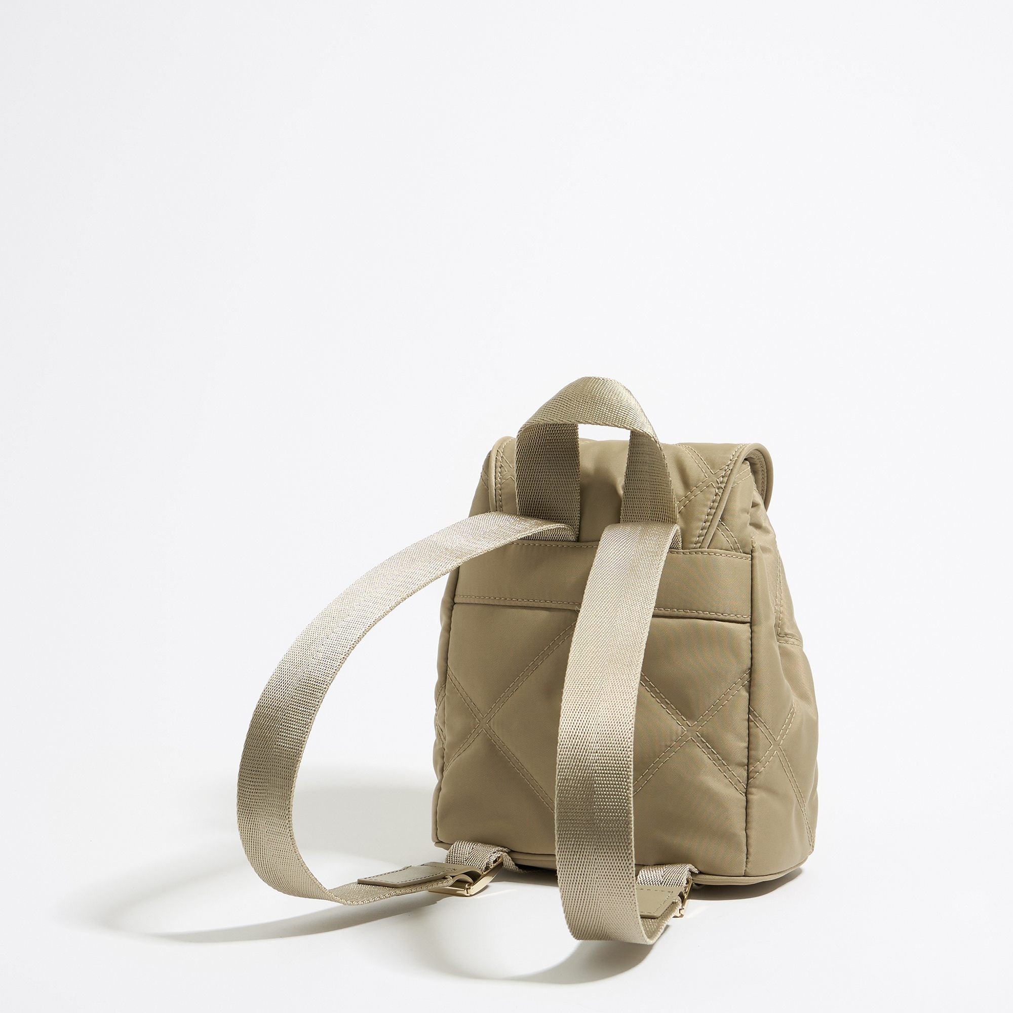 Small Padded Nylon Backpack - Light Khaki