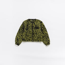 Animal Mix Quilted Linen Jacket - Verde