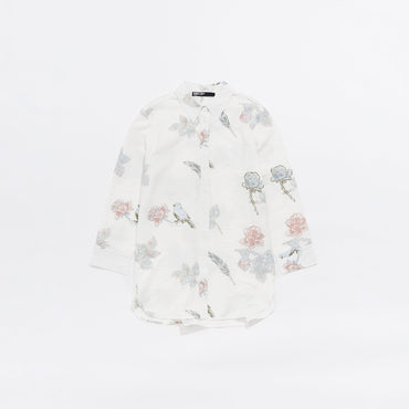 Birds Straight Shirt - Ivory