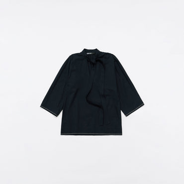 Cotton Tie Front Shirt - Black