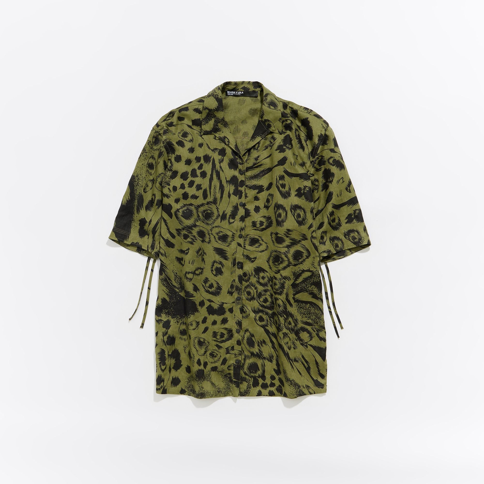 Animal Mix Linen Oversize Shirt - Verde