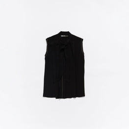 Fluid Tie Front Blouse - Black