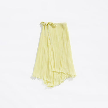 Pleated Midi Skirt - Plae Yellow