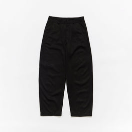 Wool Barrel Leg Trousers - Black