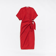 Denim Wrap Dress - Red