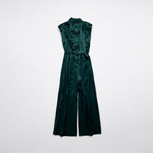 Satin Straight Jumpsuit - Dark Green