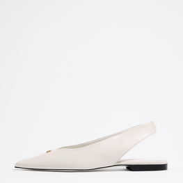 Leather Slingback Ballerina - Ivory