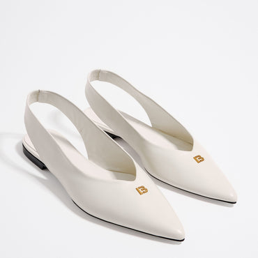 Leather Slingback Ballerina - Ivory