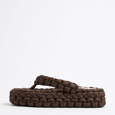 Plaited Flat Sandal - Brown