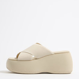 Elastic High Wedge - Ivory