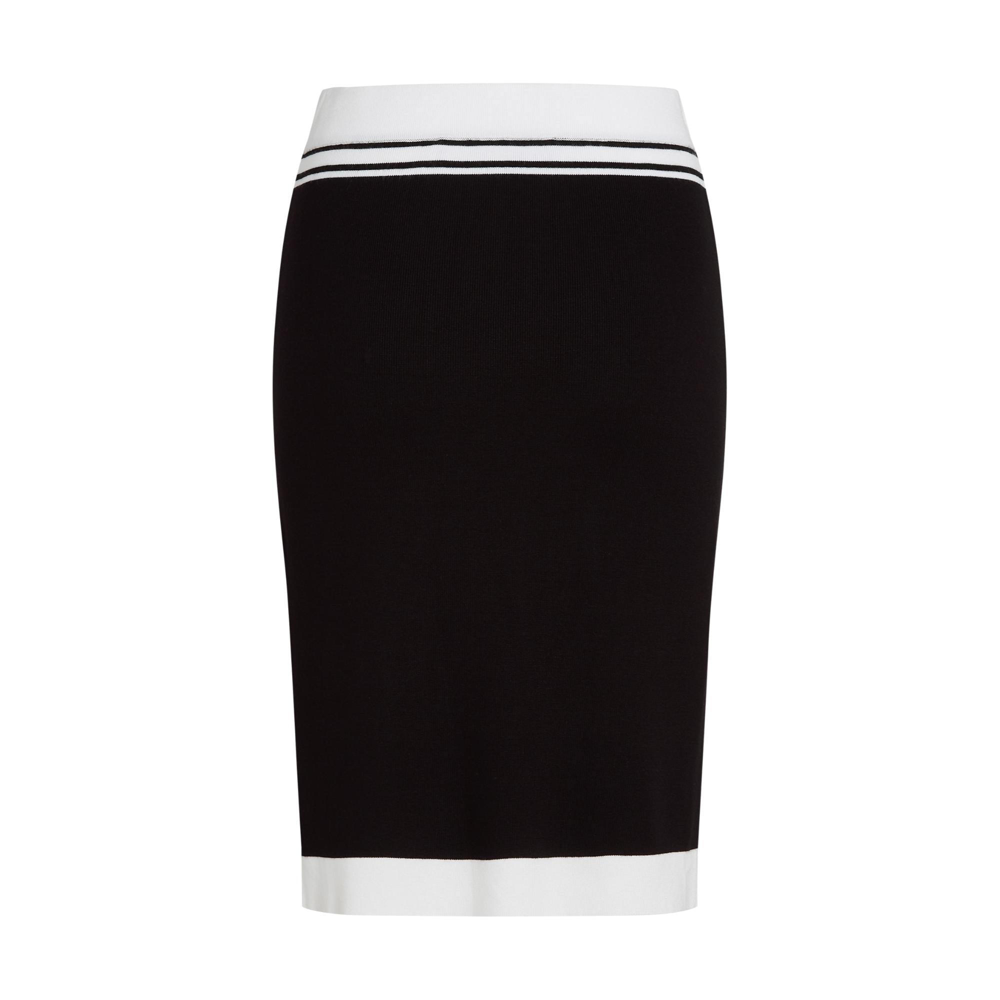 Ctrst Pencil Skirt with Slit Knit Skirt - Black
