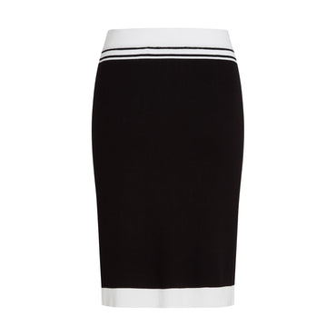 Ctrst Pencil Skirt with Slit Knit Skirt - Black
