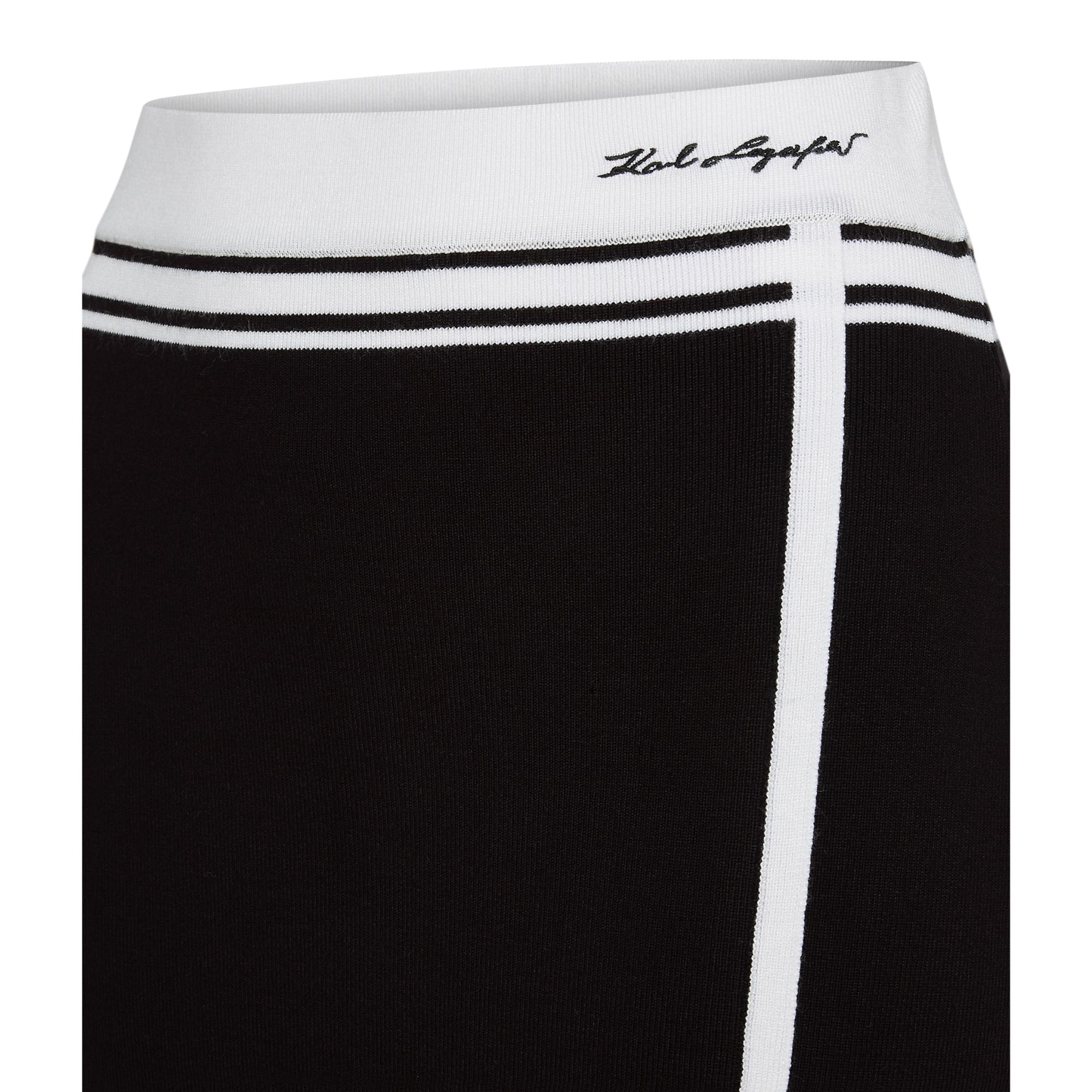 Ctrst Pencil Skirt with Slit Knit Skirt - Black