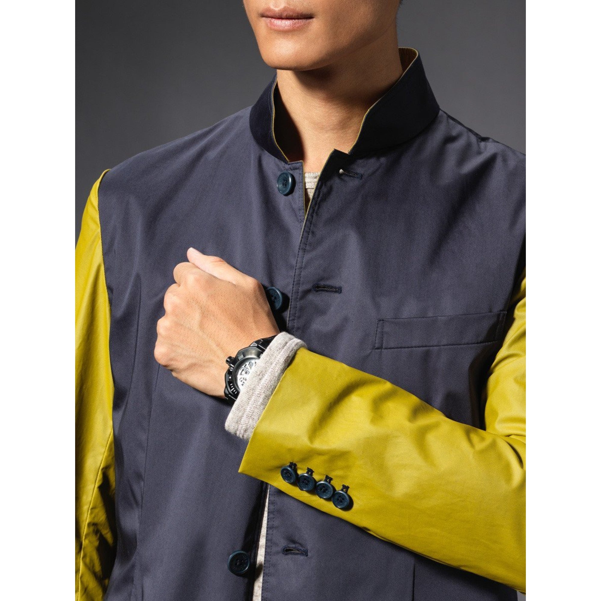 Men Cotton Pu Rain Blazer - Navy