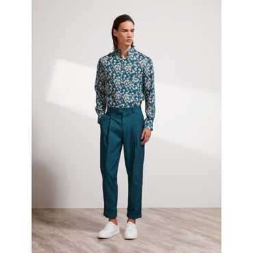 Men M Cotton-Polyamide Pants - Peacock