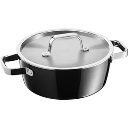 Fusiontec Aromatic 22cm Low Casserole with Lid - Black