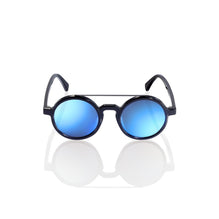 Unisex Retro Chinese Round Sunglasses Black-Blue - Black